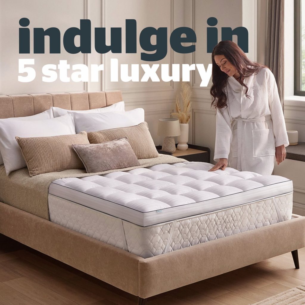 Woman making a bed with the Silentnight Hotel Collection 10cm topper