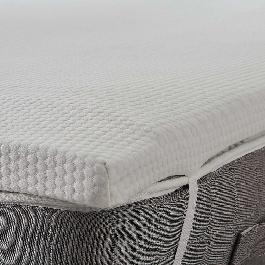 Dunelm Gel Fusion topper corner showing the quilted cover and strap