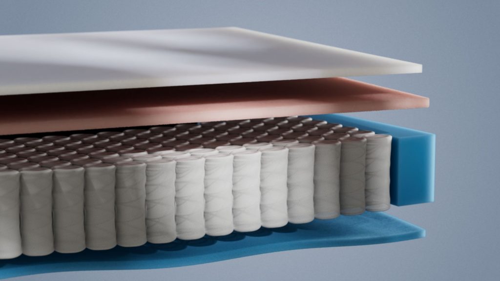 Close-up of the Emma Original Lite foam layers above the pocket springs