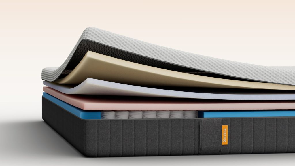 Emma Original mattress showing memory foam layers over the pocket spring core