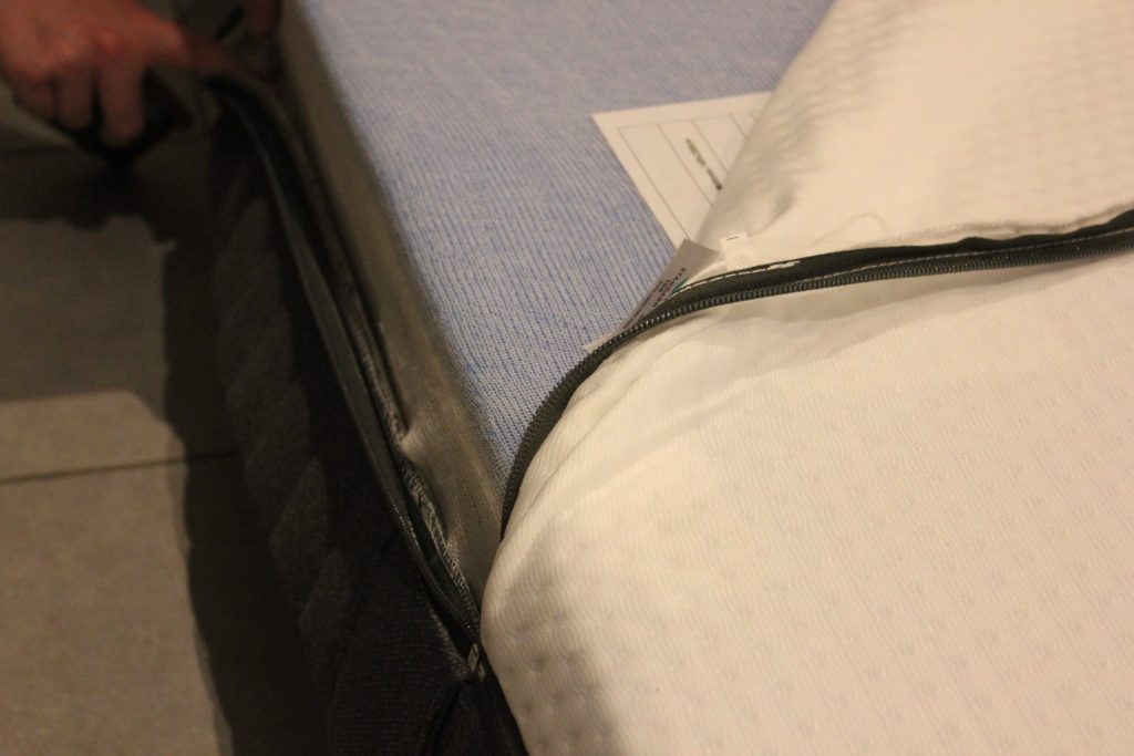 The Emma Original cover unzipped, showing the foam core