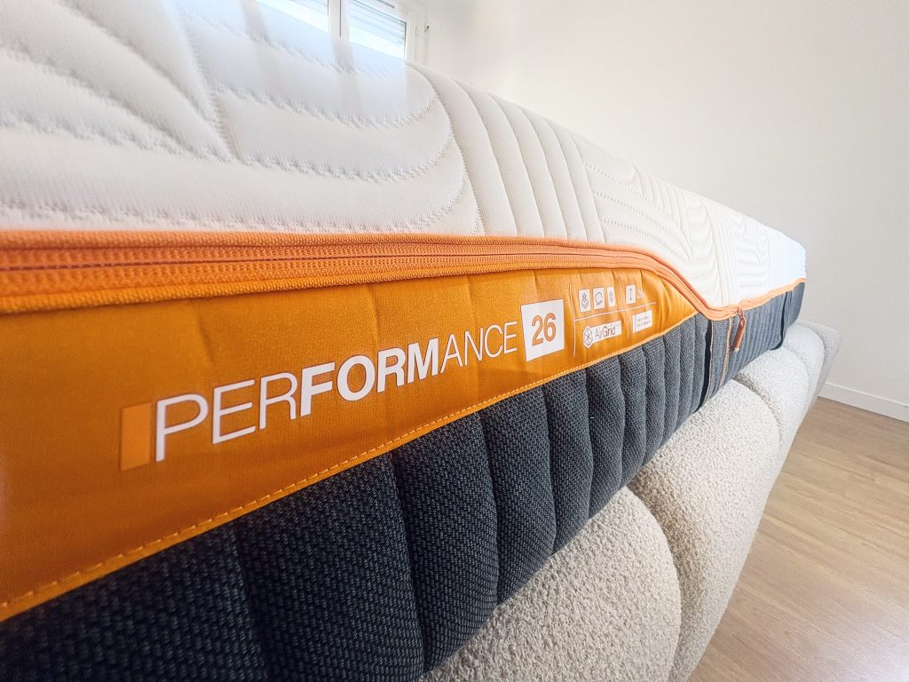 Orange Performance 26 side panel on the mattress we tested