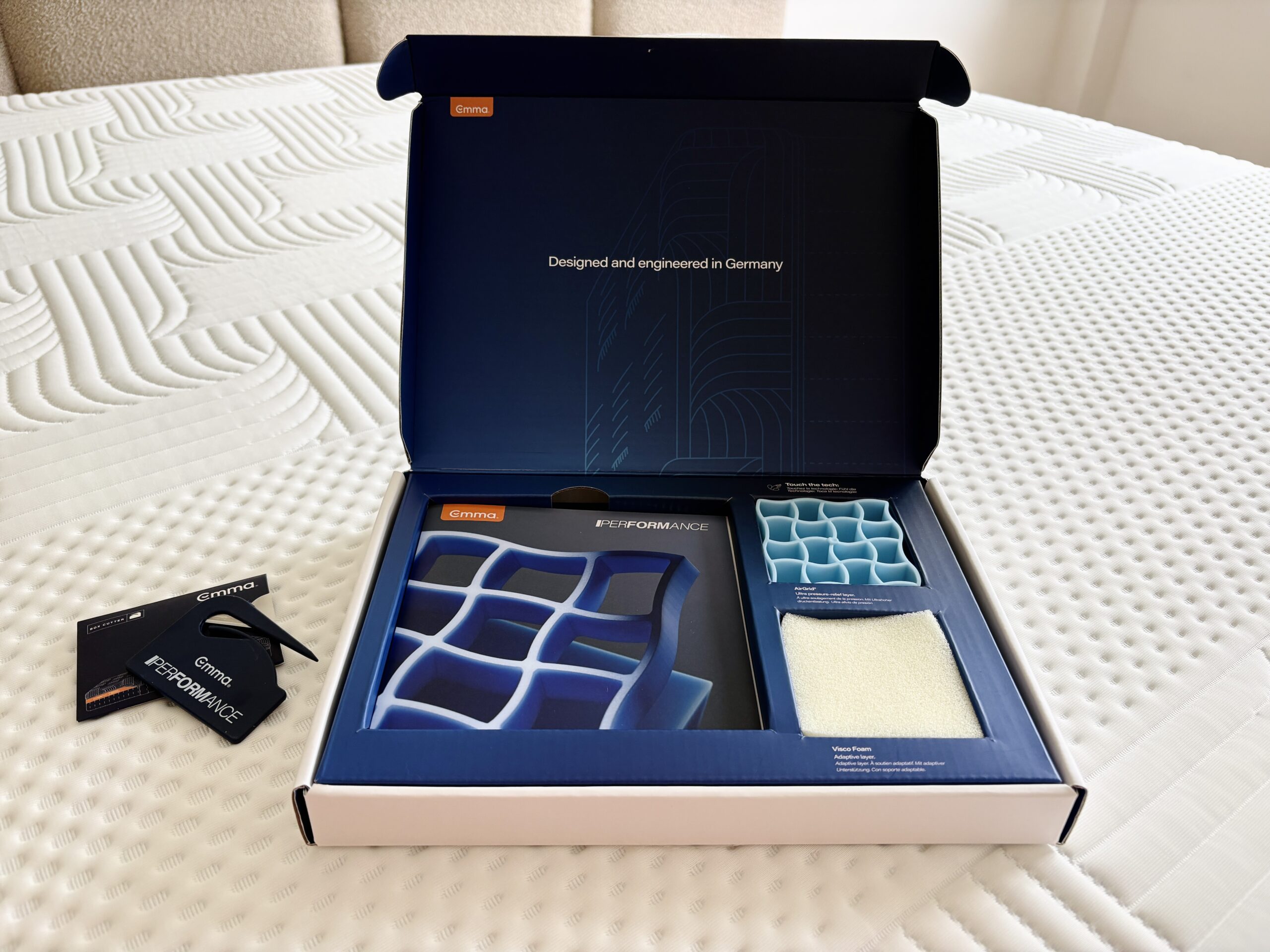 Presentation box opened, with a sample of the AirGrid lattice