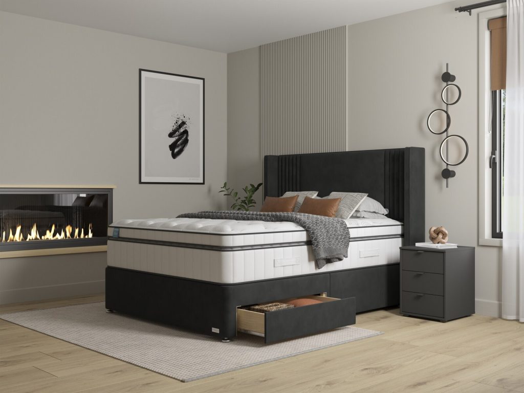 iGel NanoTech 5000i Plushtop on a black divan in a modern bedroom