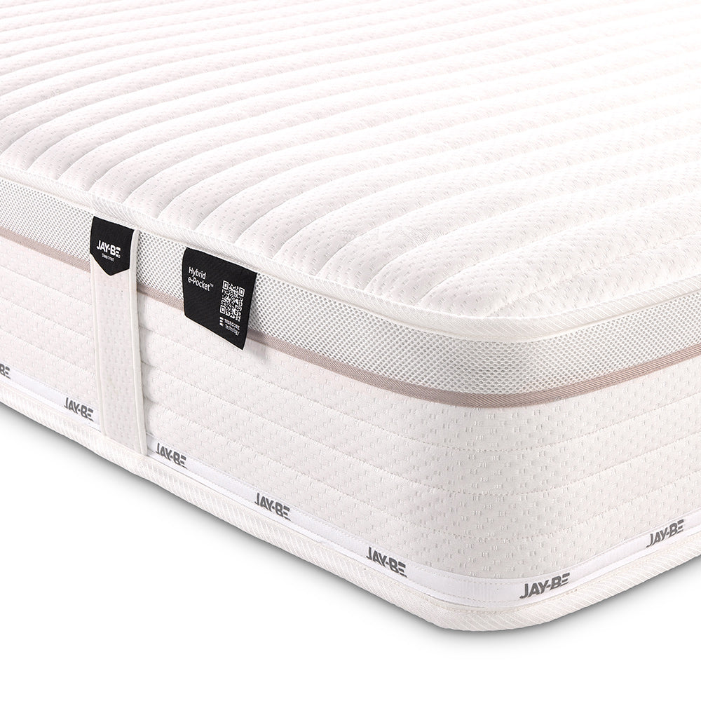 Quilted knitted cover and mesh border of the Jay-Be Truecore Hybrid 2000