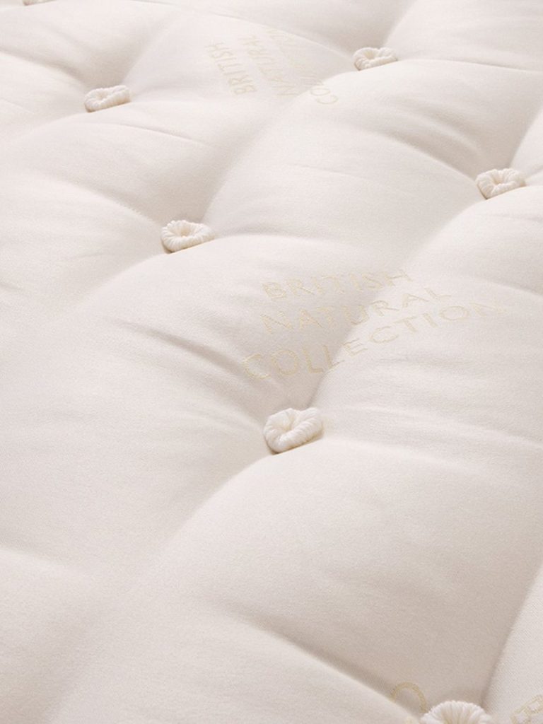 John Lewis Danby Linen 2500 Mattress close-up of the tufted natural-fibre top