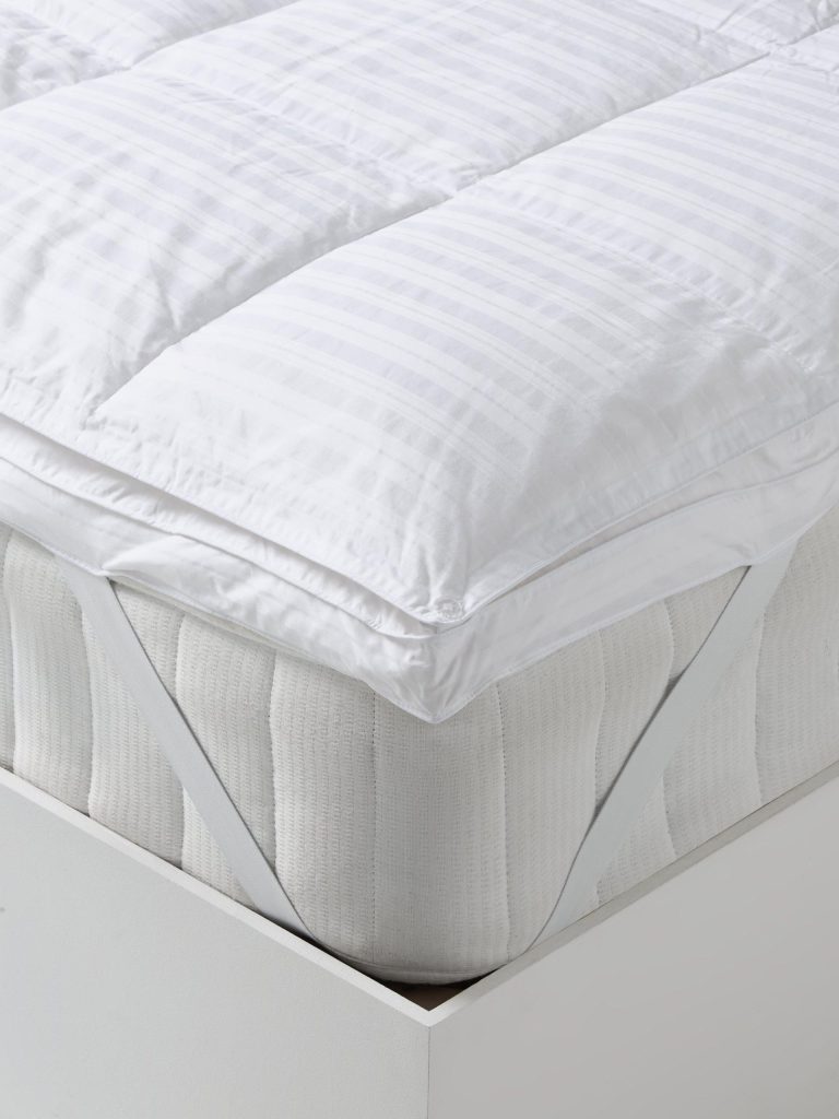 John Lewis Muscovy Duck Down Dual Layer Mattress Topper on a mattress