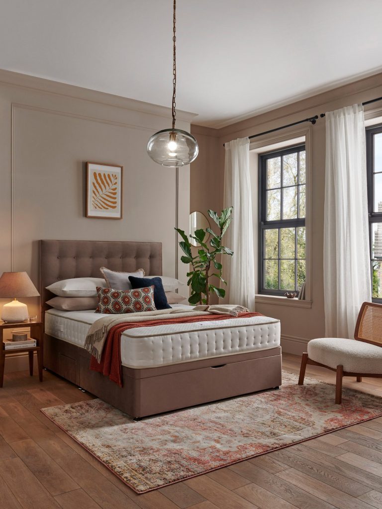 John Lewis Ortho Pocket Collection 1400 Mattress on a divan bed in a panelled bedroom