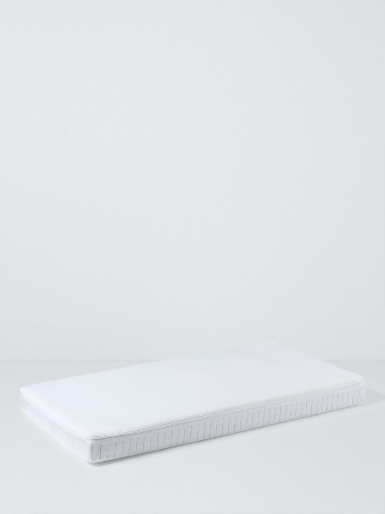 John Lewis Pocket Spring Cot Mattress, 120 x 60cm, on a light grey background