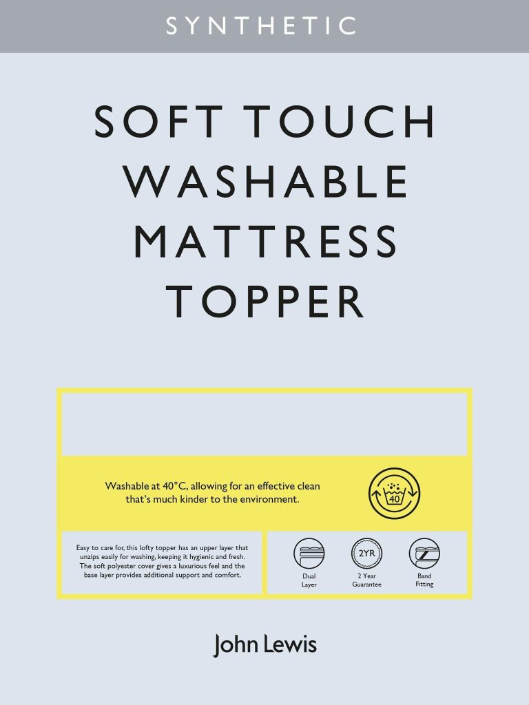 John Lewis Soft Touch Washable Mattress Topper packaging label