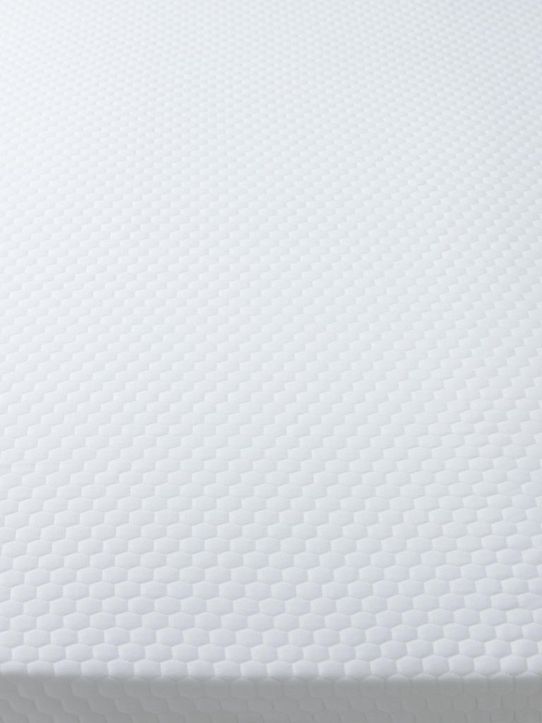 Close-up of the John Lewis 5-Zone Aurora topper cover fabric
