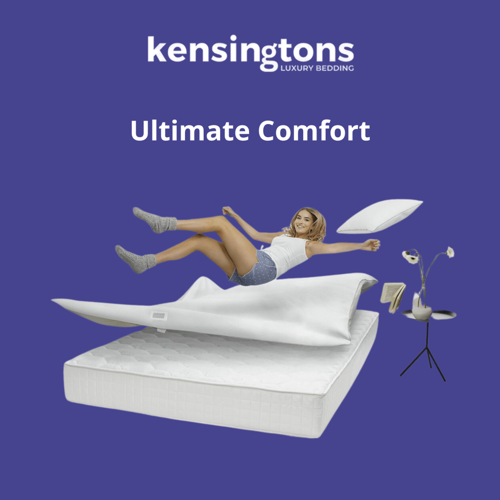 Kensingtons bamboo fibre topper lifted off a mattress in a Kensingtons marketing graphic