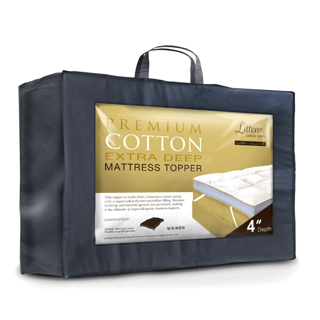 Littens 4 Inch Ultimate Premium Cotton Soft As Down Mattress Topper