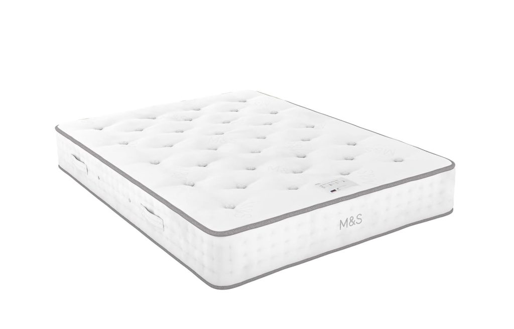 M&S 2500 British Wool pocket spring mattress with tufted cotton cover on a white background