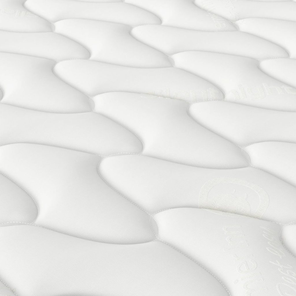 Close-up of the quilted pillowtop surface of the Premier Inn Mattress 2.0