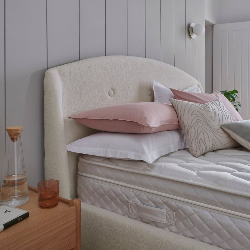 Premier Inn Mattress 2.0 pillowtop edge next to a cream headboard