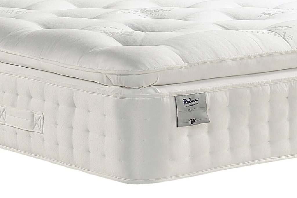 Relyon Natural Luxury Supreme 2150 Pillow Top corner with pillow top and label