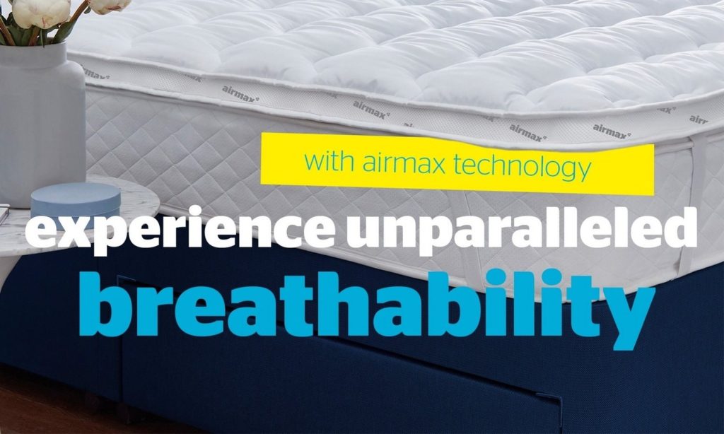 Silentnight Airmax 5cm mattress topper on a divan bed, showing the air-mesh side wall