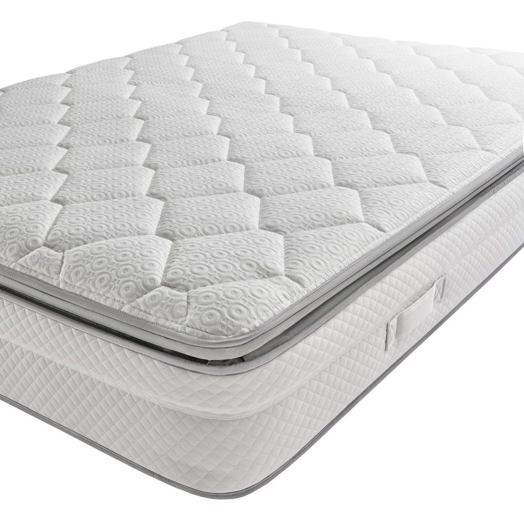 Silentnight Memory Pocket 2000 mattress, corner showing the pillowtop and handles