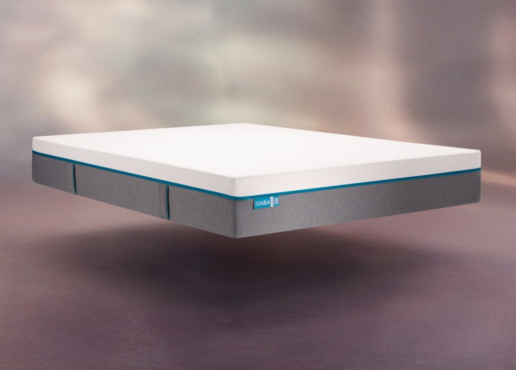 Simba Hybrid Mattress with white top and grey sides, studio shot