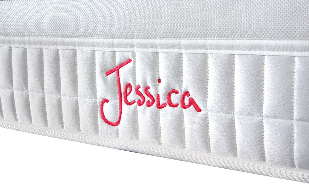 Jessica logo embroidered on the border of the Sleepeezee Jessica 1800