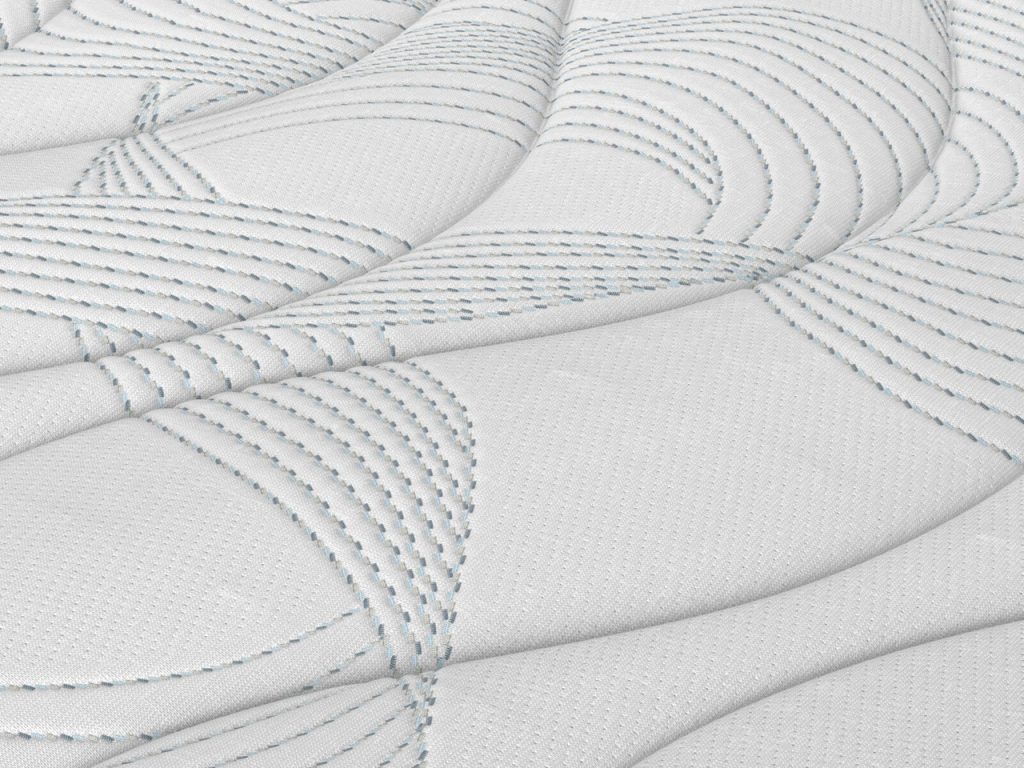 Close-up of the quilted cool-touch cover of the Slumberland Air 9.0 Memory mattress