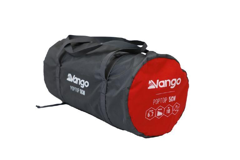 Vango PopTop 5cm packed in its grey and red carry bag