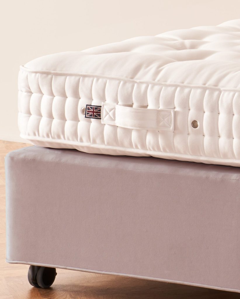 Close-up of the Vispring Baronet Superb mattress border and handle