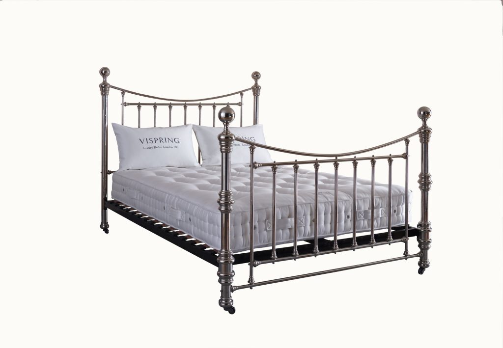 Vispring Bedstead Supreme mattress on a metal bedstead with Vispring pillows