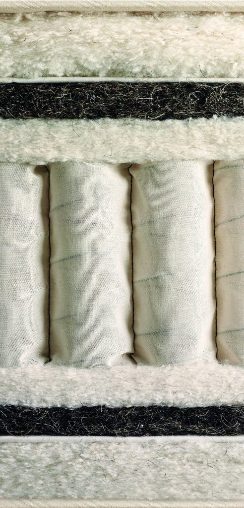 Vispring Bedstead Supreme cross-section with pocket springs, horsehair and wool pad