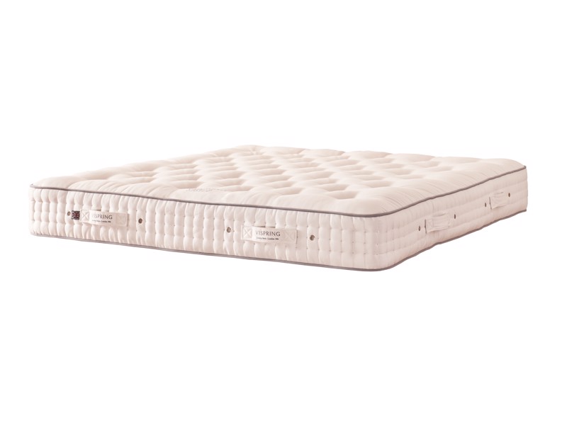 Vispring Regal Superb mattress on a white background with grey piping