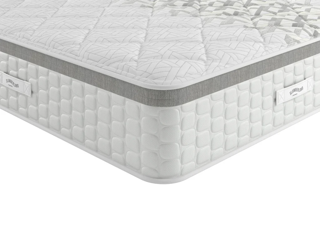 Corner of the Slumberland Response Latex 1.0 mattress with its quilted border