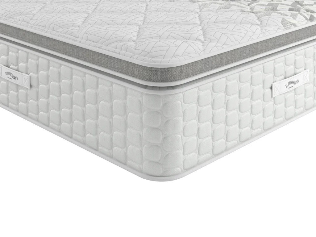 Corner of the Slumberland Response Latex 3.0 showing the plush top and side panel