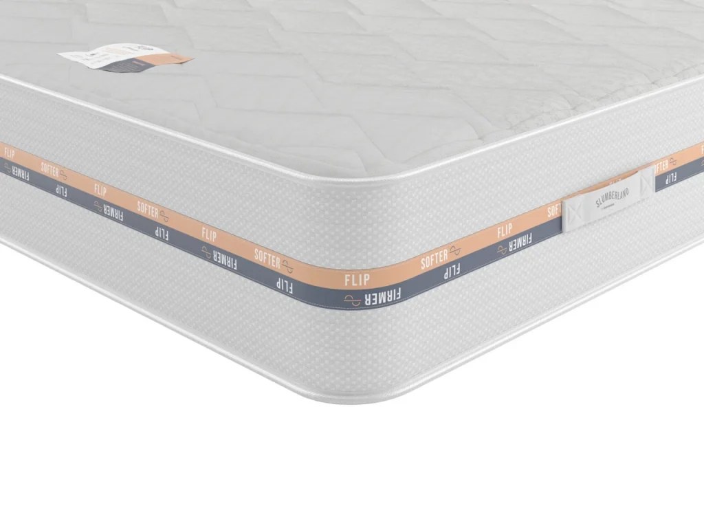 Corner of the Slumberland Flip 2 in 1 with its orange Flip side tape