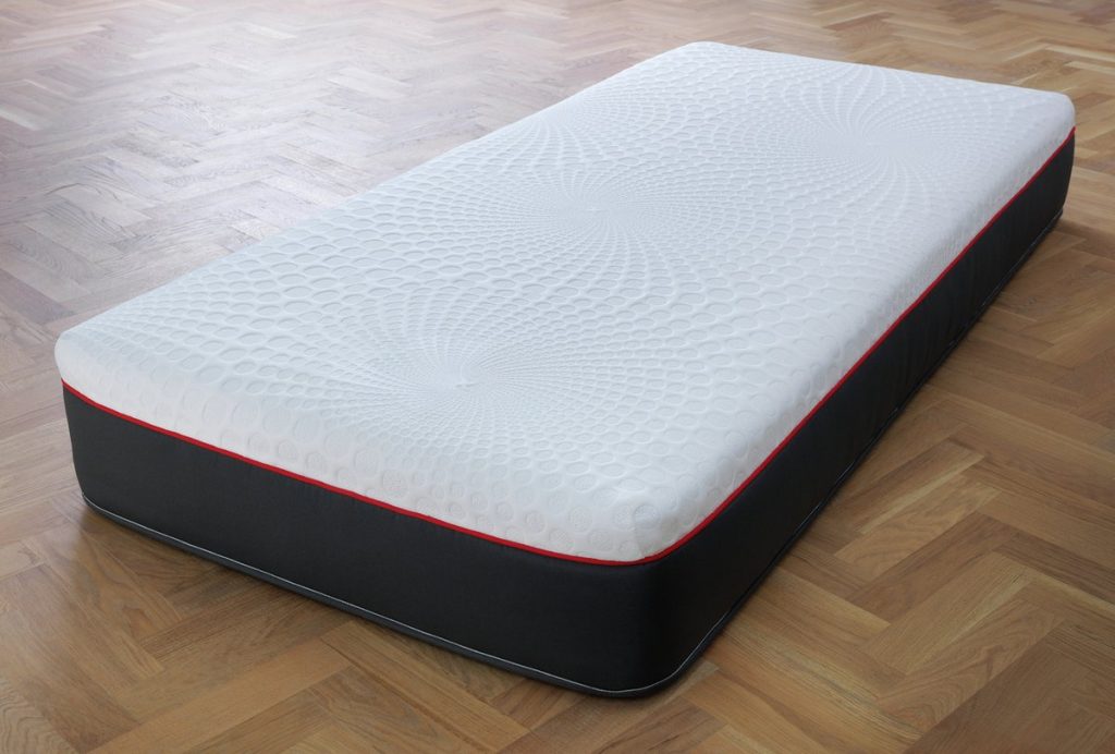 Argos Home Hybrid 2400 Pocket mattress, side view showing the grey border and red trim