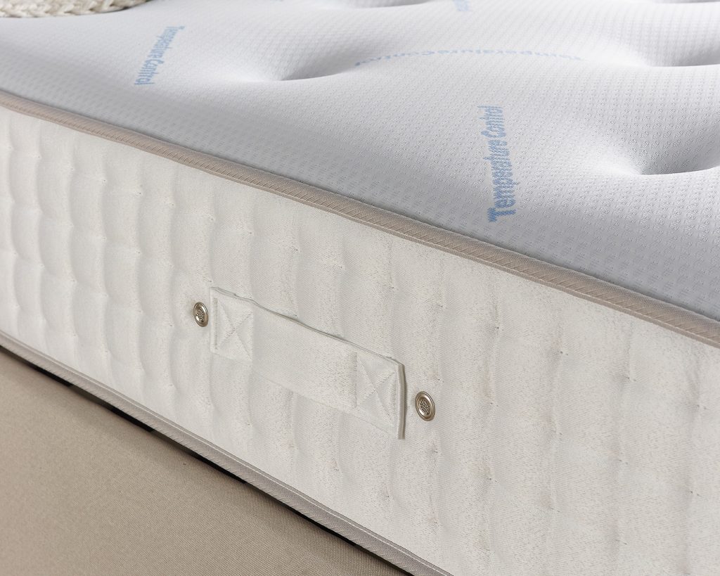 Cool Blue summer side with woven lettering and handle on the Aspire 7000 Climate Cool Dual Sided