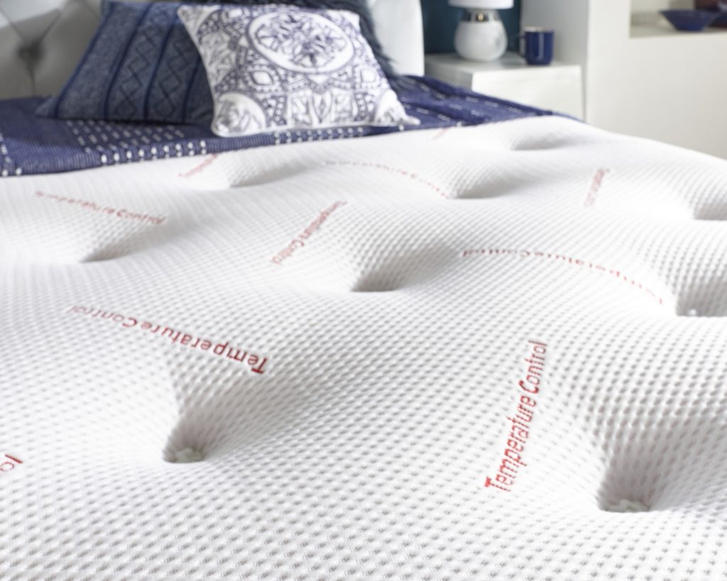 Red-lettered warm winter fabric on the Aspire Advanced Temperature Control mattress