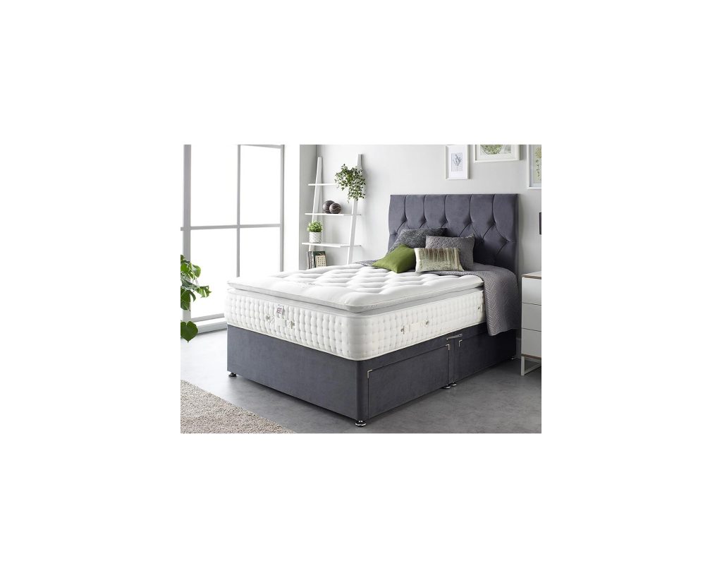 Aspire Alpaca Silk 3000 Pocket Pillowtop on a grey divan bed