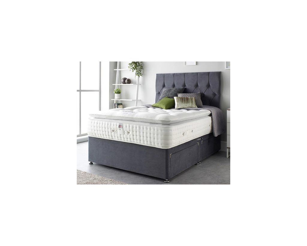 Aspire Alpaca Silk 5000 Pocket Pillowtop on a grey divan bed