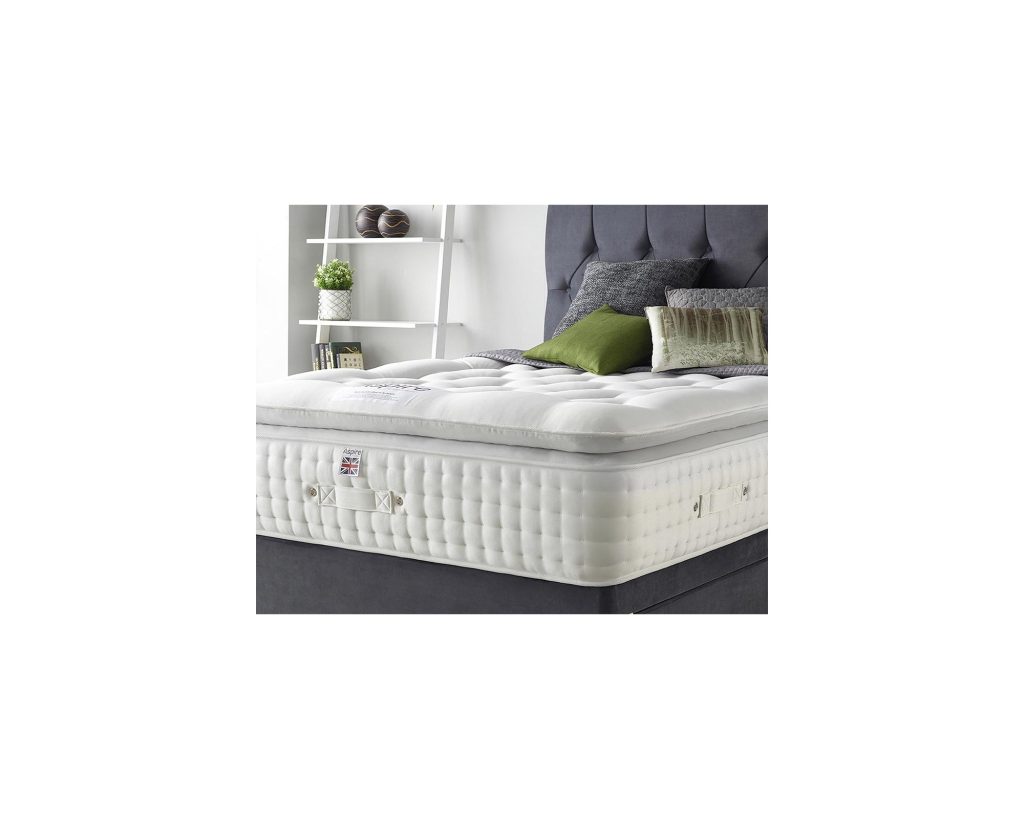 Aspire Alpaca Silk 5000 Pocket Pillowtop with handles and vents, on a grey bed