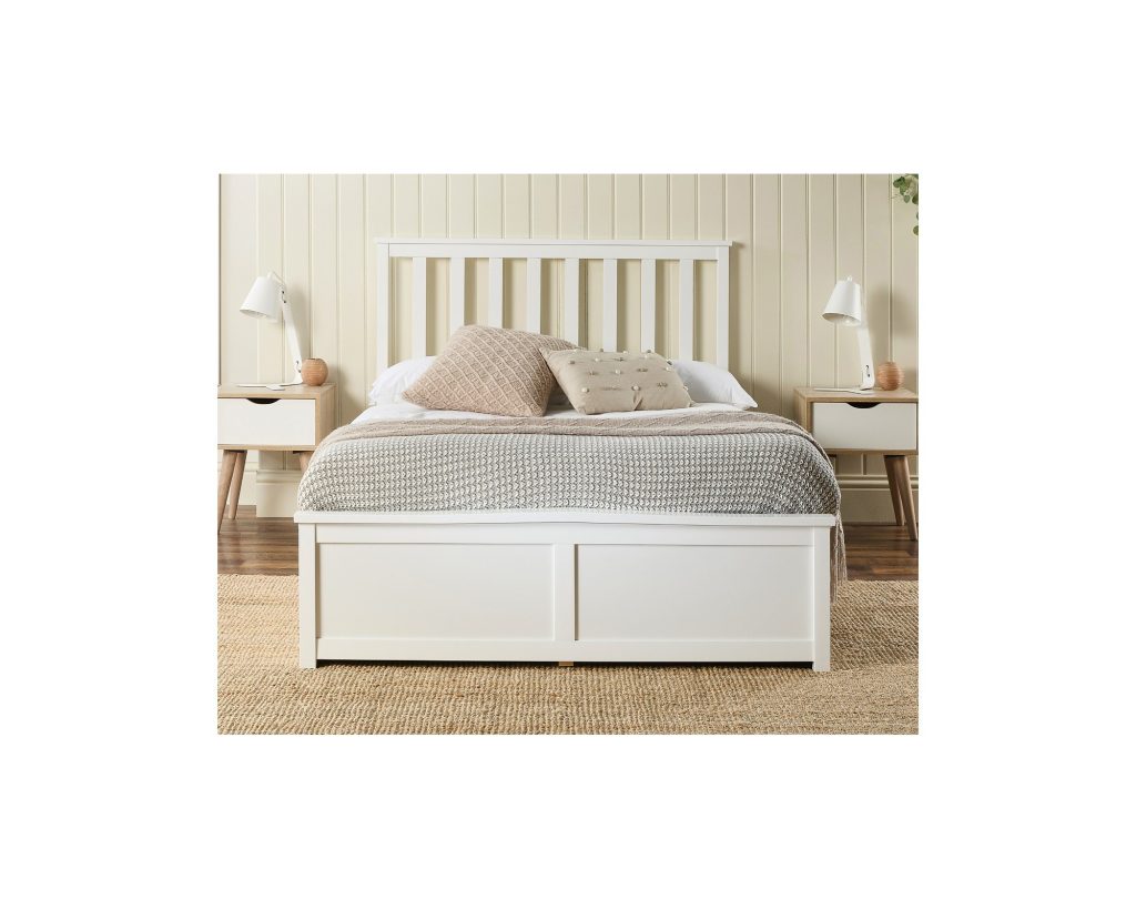 Aspire Atlantic Wooden Ottoman Bed in white seen from the foot end