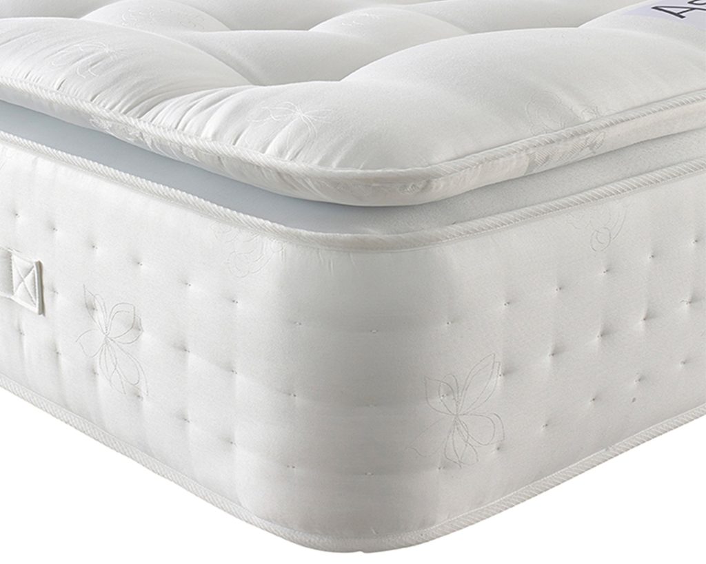Aspire Cashmere 1000 Pocket Pillowtop, corner with pillow top seam and side handle