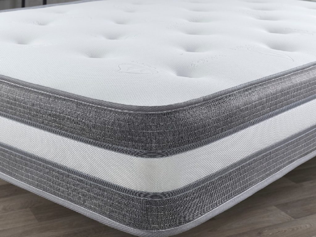 Aspire Cashmere 1000 Pocket Tufted mattress, close-up of the grey side border