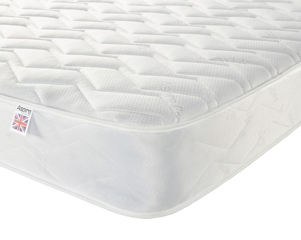 Corner of the Aspire Double Comfort Memory Rolled Mattress with the Aspire label