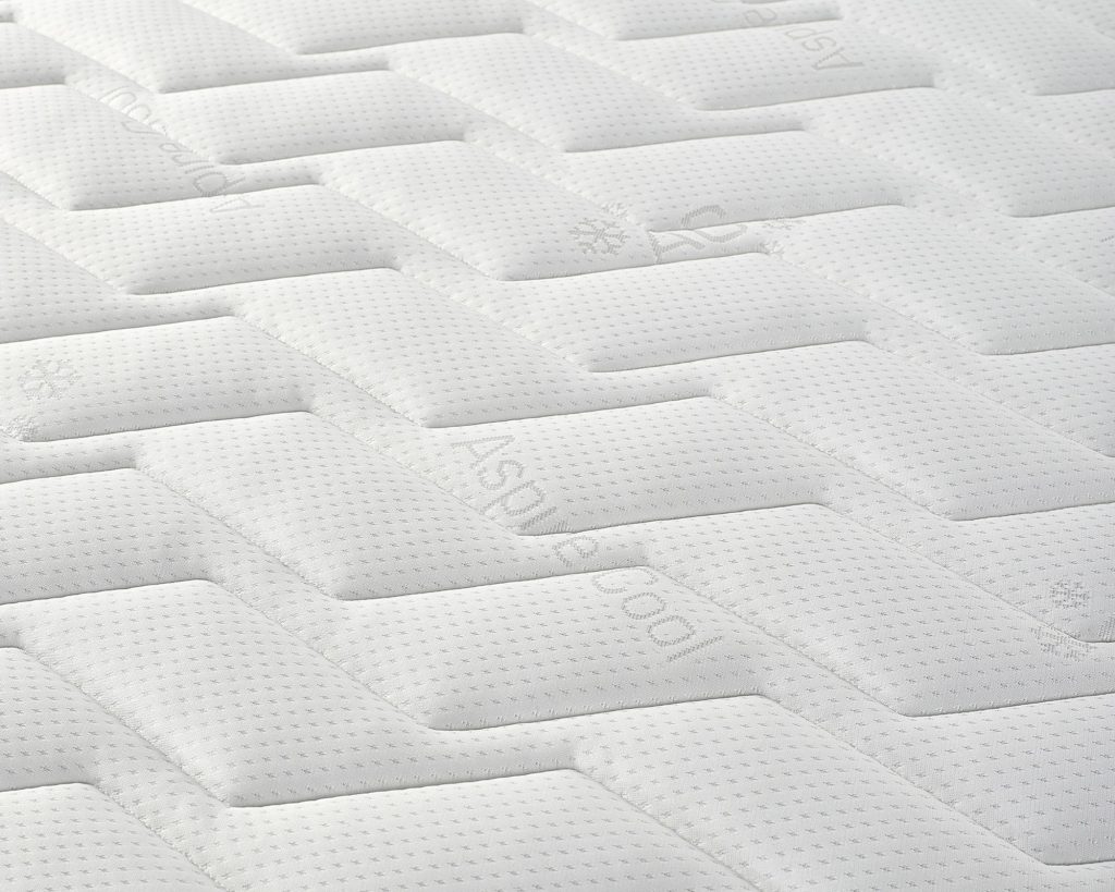 Close-up of the diamond-quilted Cool Touch cover on the Aspire Double Comfort Memory Rolled Mattress