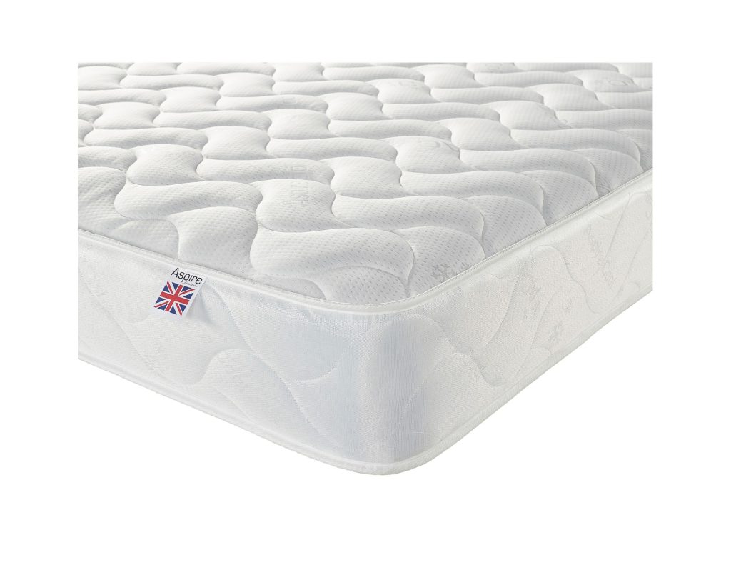 Corner of the Aspire Eco Foam Rolled Mattress with the Aspire label