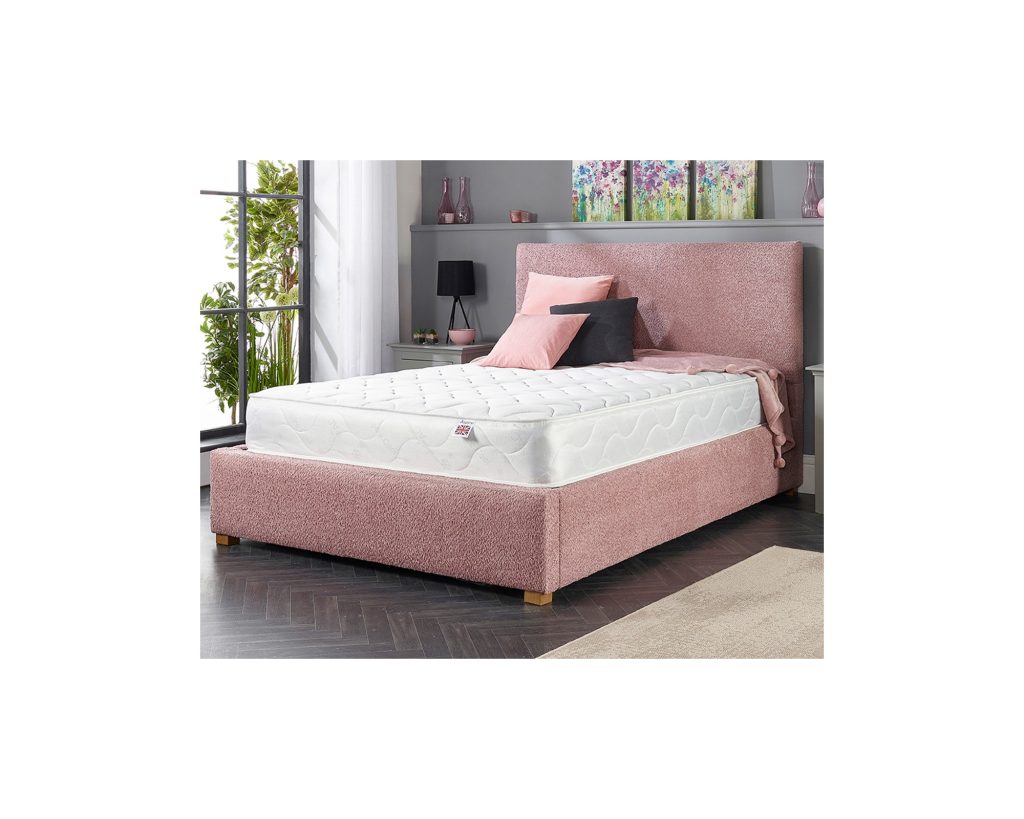 Aspire Eco Foam Rolled Mattress in a bedroom, wide view