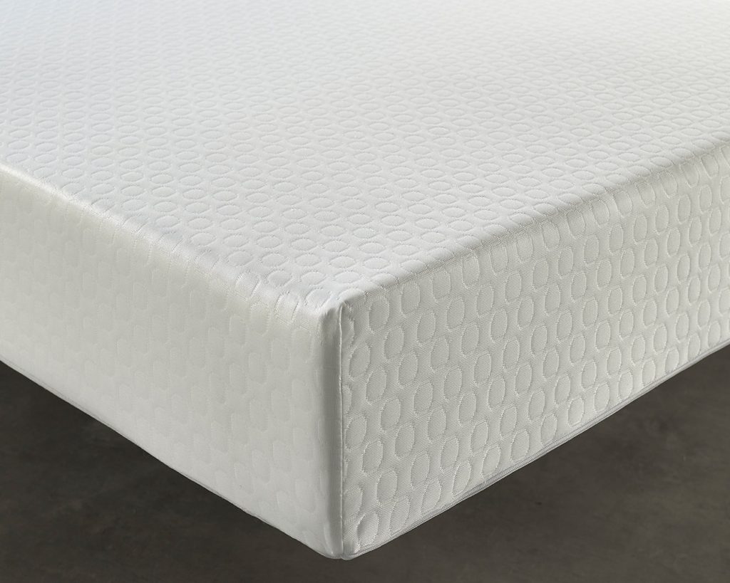 Corner of the Aspire Kids Foam Eco Memory Mattress showing the 15cm side and quilted cover