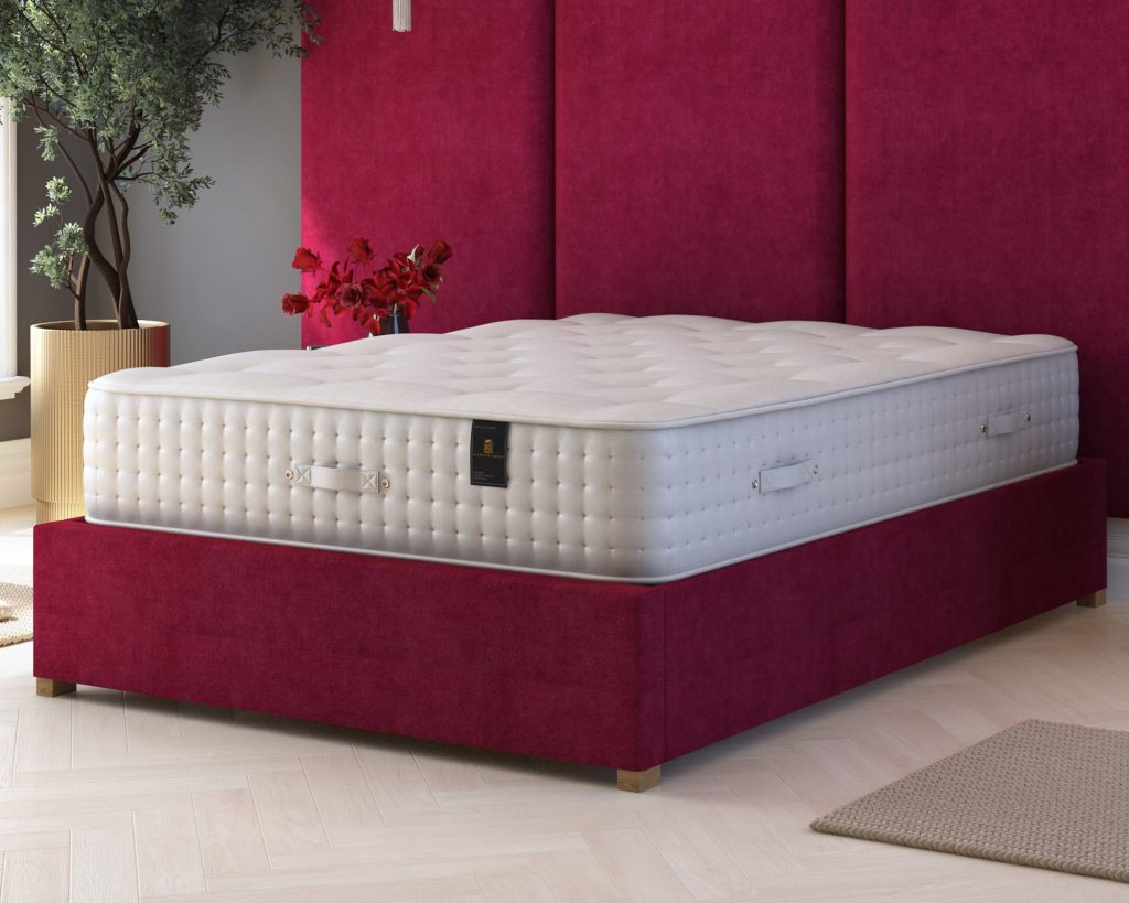 Laurence Llewelyn-Bowen Hotel Quality Wool 3000 Pocket mattress on a magenta bed