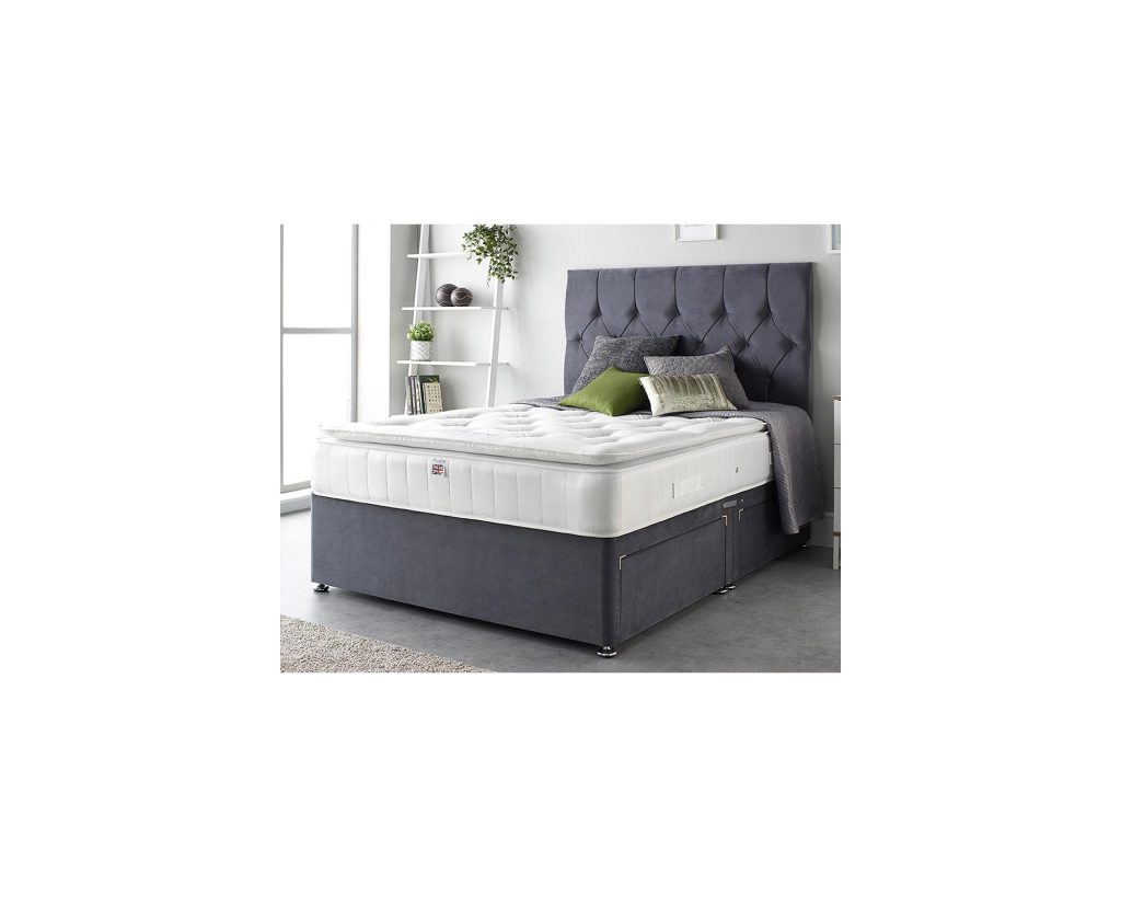 Aspire Natural Cashmere Pillowtop mattress on a grey divan bed
